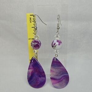 Vibrant Purple Swirl Drop Earrings
